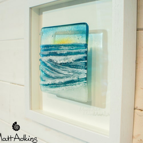 Wave In A Box 25x25cm10 Teal Wave Birds Seaside Etsy