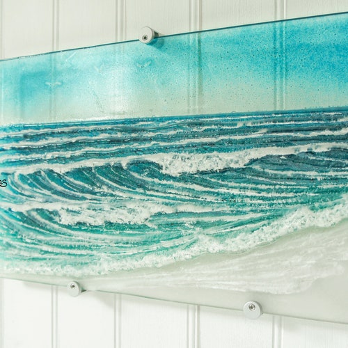 Large Wave Wall Art 44cmx26cm17x10 Turquoise Blue Etsy