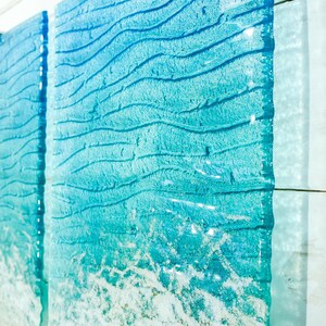 Paradise 3 piece Wall Art OVERALL 100x60cm (40x23"), Fused glass extra large wall art, each panel is 30x60cm (12x23"), triptych wall art image 10