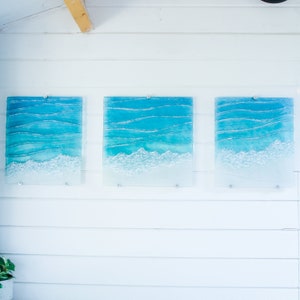 triptych wall art
wall art set
set of 3 prints
extra large wall art
3 piece wall art
teal fused glass
sea glass art
teal wall decor
textured wall art
x large wall hanging
wall panel sculpture
turquoise aqua art
3d abstract art