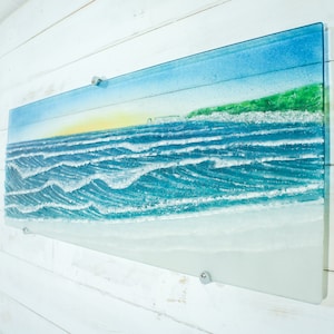 Extra Large Art
Panoramic Wall Art
Blue Teal Sunset
Wave Wall Art
3D art
sea glass art
textured art
wall sculpture
glass wall panel
landscape wall art
modern 3d art
living room decor
turquoise sailing