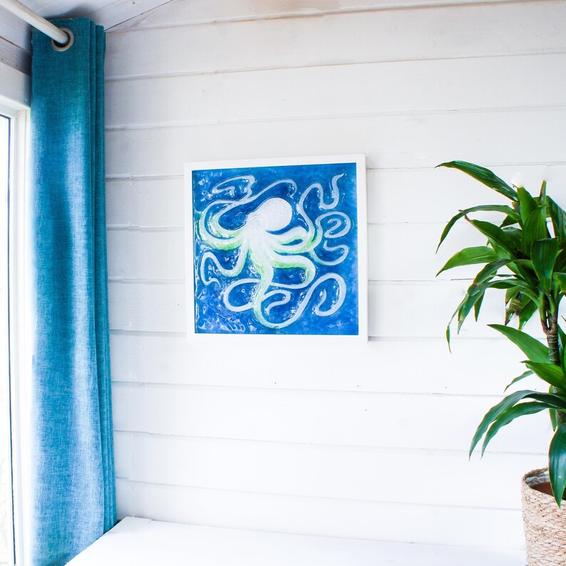 framed fused glass
fused glass wall art
Octopus Glass Art
extra lage wall art
glass wall decor
office wall art
framed picture
bathroom decor
wall hanging
art prints
new home gift
sea glass art
blue wall art
bathroom pictures