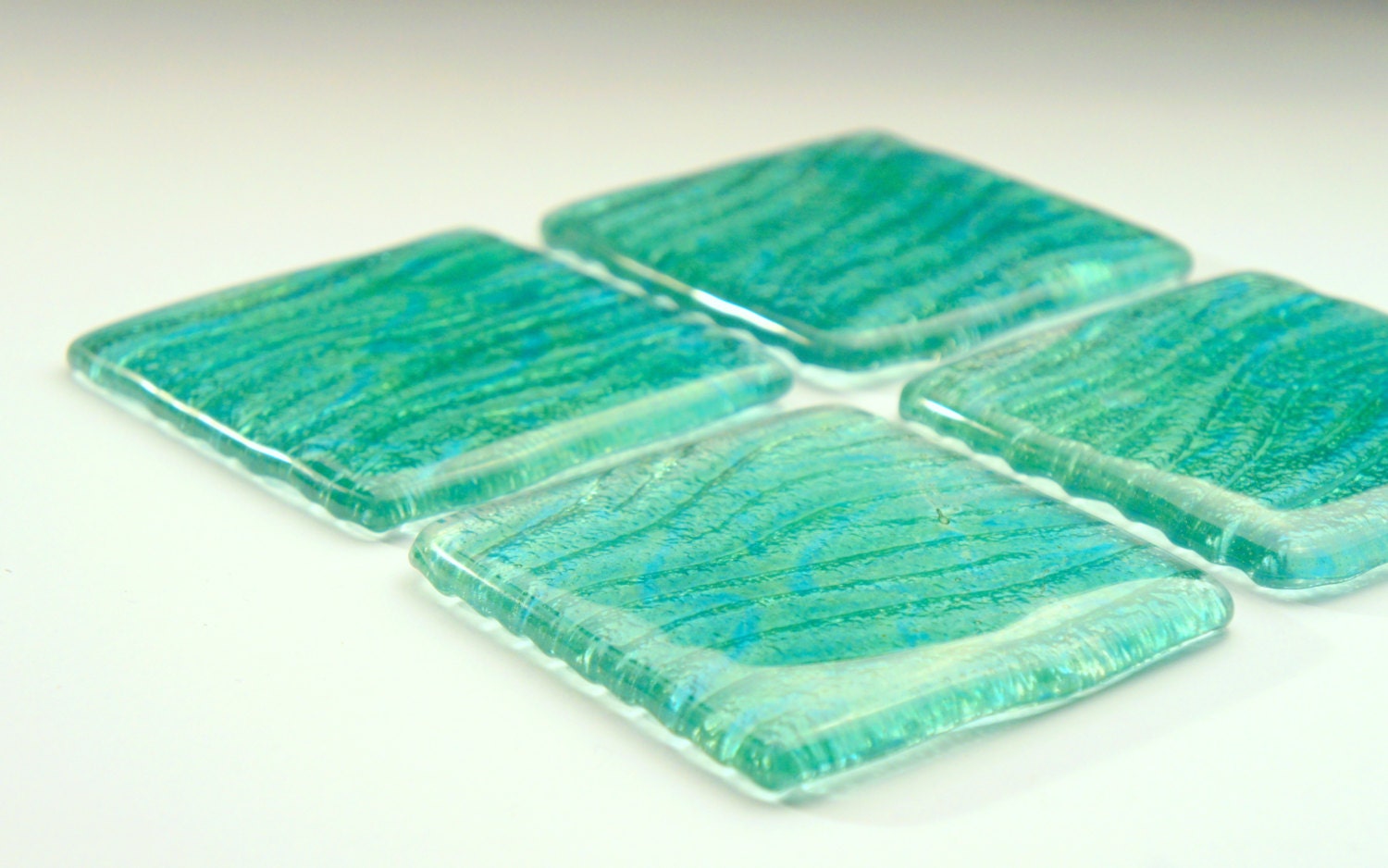 Teal glass coasters deals