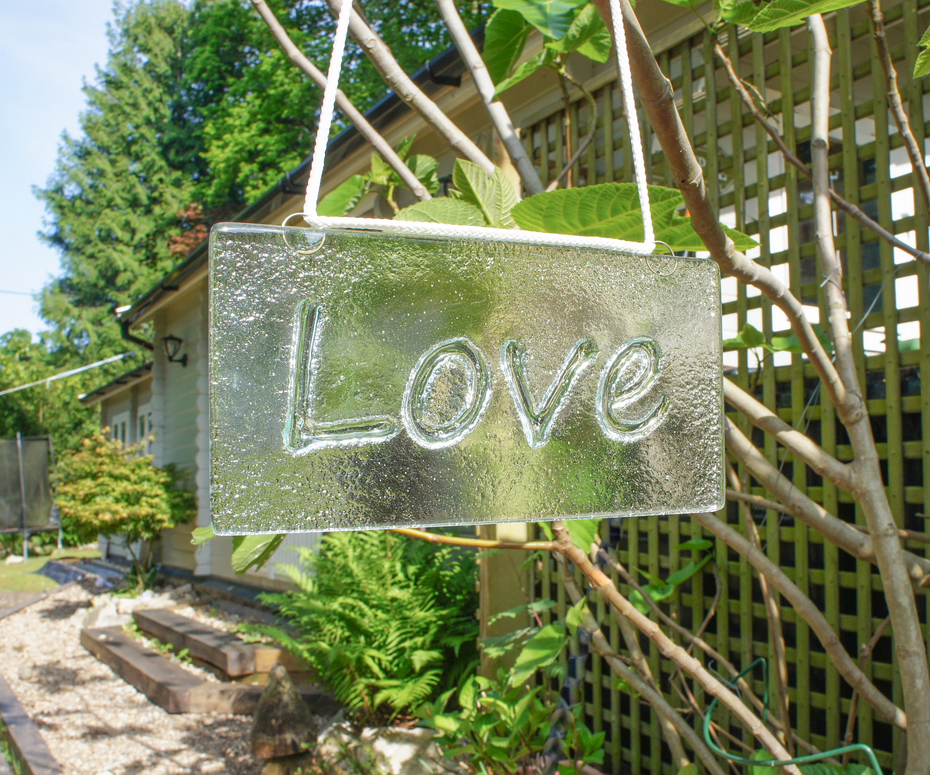 Love Suncatcher 20x10cm8x4 Love Sign Fused Glass | Etsy