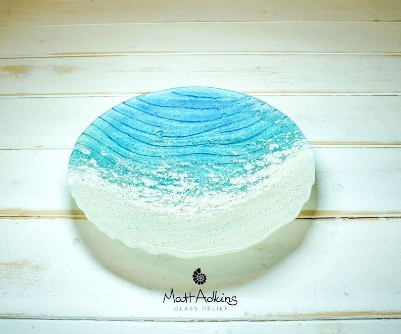 paradise beach fused glass decorative bowl 20cm / 8"