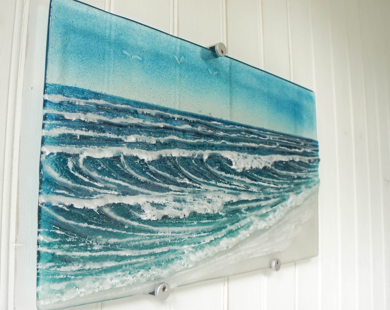 Large Wave Wall Art 44cmx26cm17x10 Turquoise Blue Etsy UK
