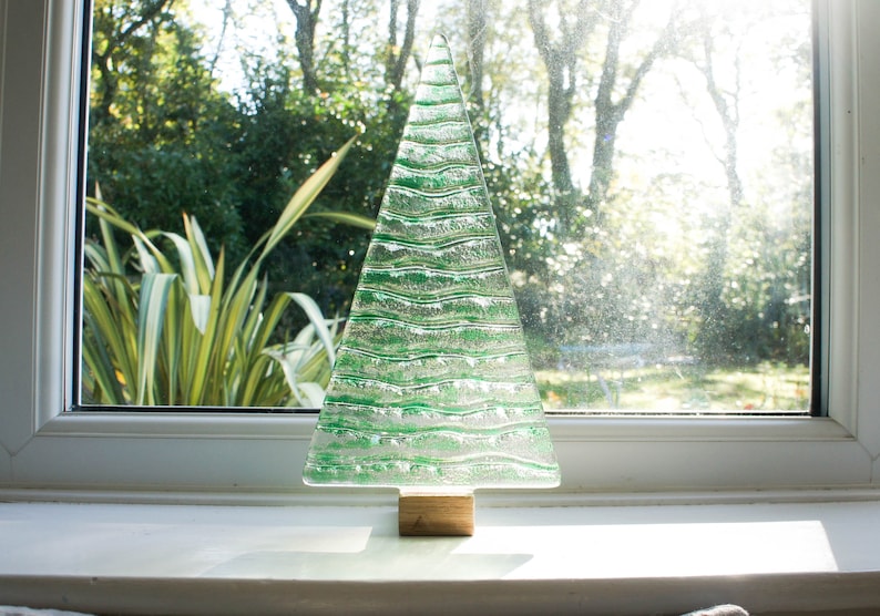 1 XL Glass Green Tree 32cm 12 1/2 Green Christmas Tree Etsy UK