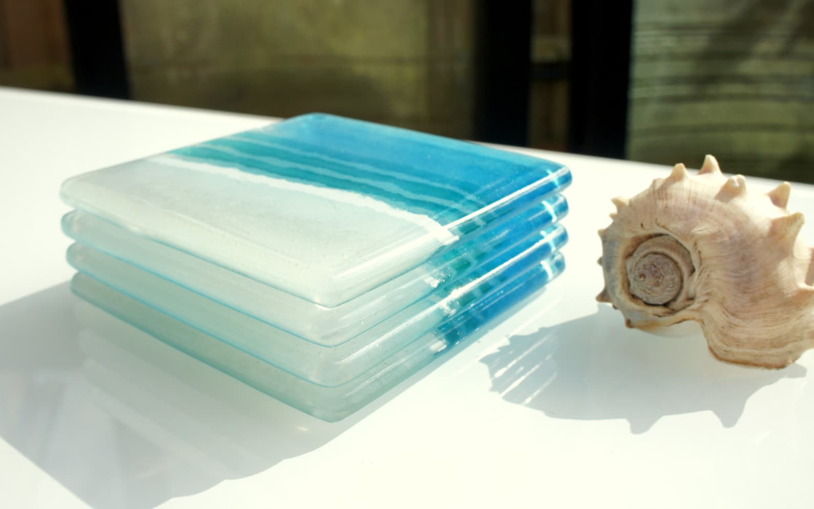 4 Beach Glass Coasters Free UK Shipping Set of 4 Coasters - Etsy