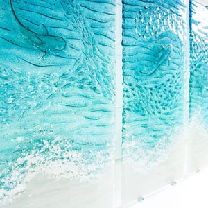 shark silver paradise triptych 3 piece wall art fused glass
wall art set
set of 3 prints
extra large wall art
3 piece wall art
teal fused glass
sea glass art
teal wall decor
textured wall art
wall panel sculpture
turquoise aqua art
3d abstract art
shark wall art