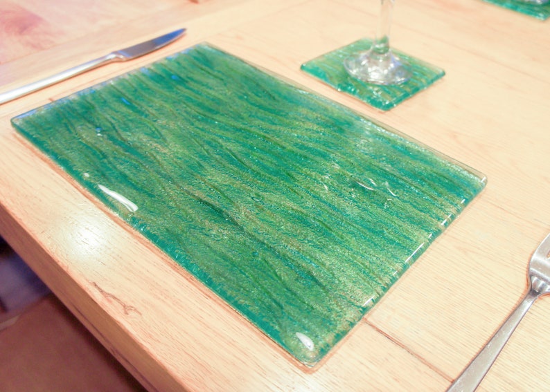 1 Placemat 1 Coaster Seabed Turquoise Placemat 30x20cm11 Etsy UK