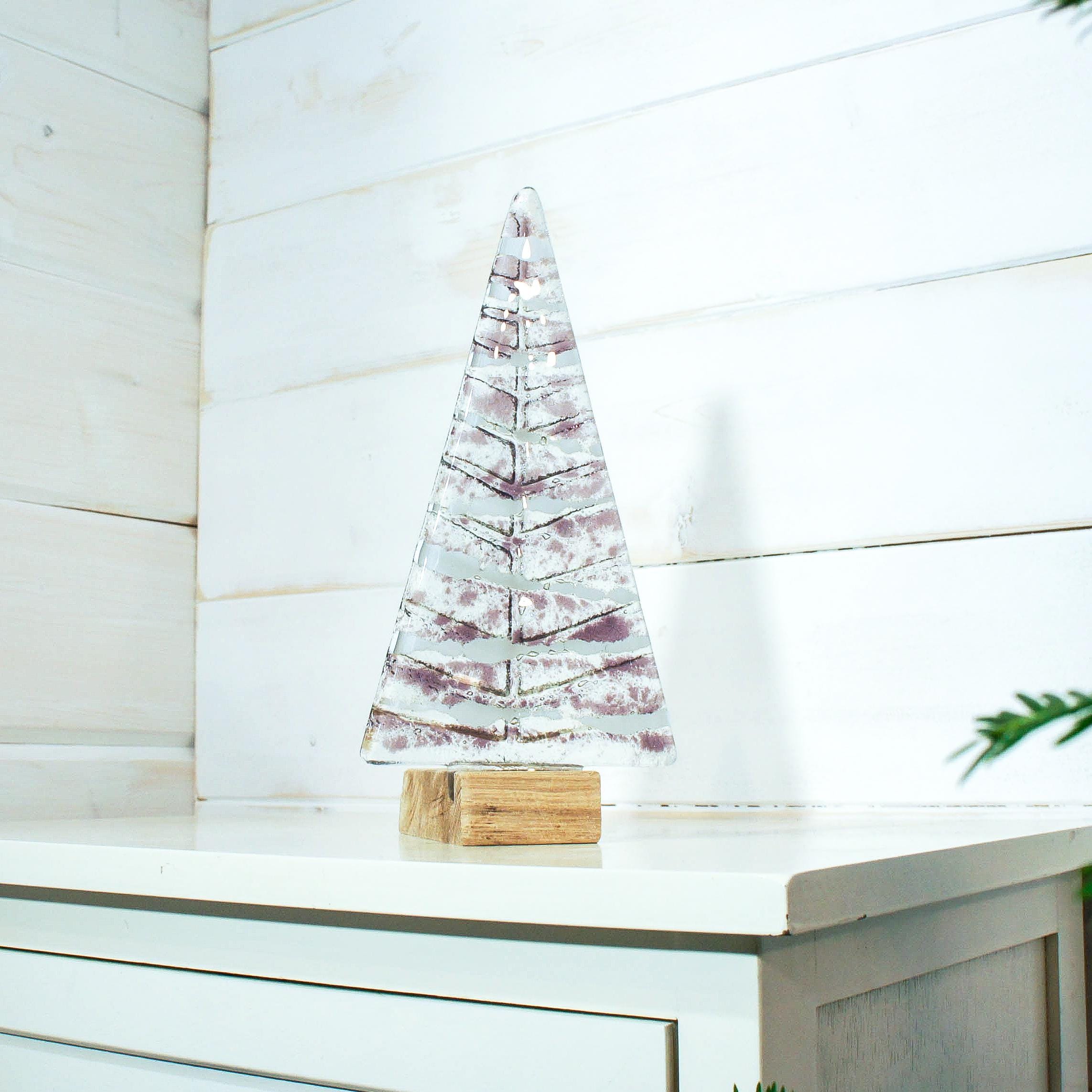 Árbol de Navidad grande de vidrio morado de 22 cm (8 1/2\, image size:2285x2285