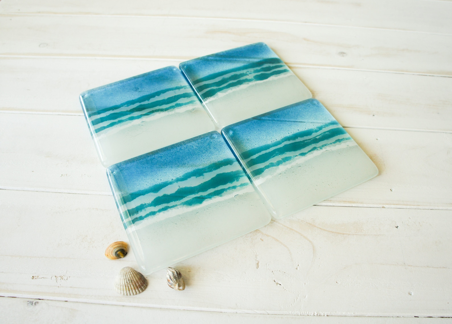 4 Beach Glass Coasters Free UK Shipping Set of 4 Coasters - Etsy
