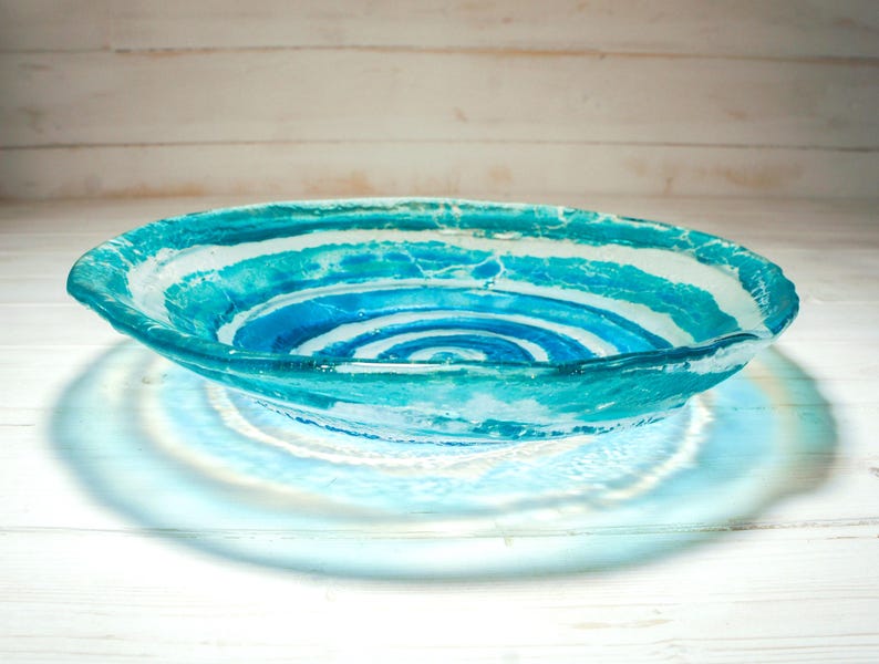 glass fruit bowl, turquoise glass bowl	blue glass bowl,	fused glass bowl,	art glass bowl,	handmade bowl,	table centerpiece	decorative bowl,	art bowl,	handmade glass plate,	glass plate,	coffee table decor,	key bowl