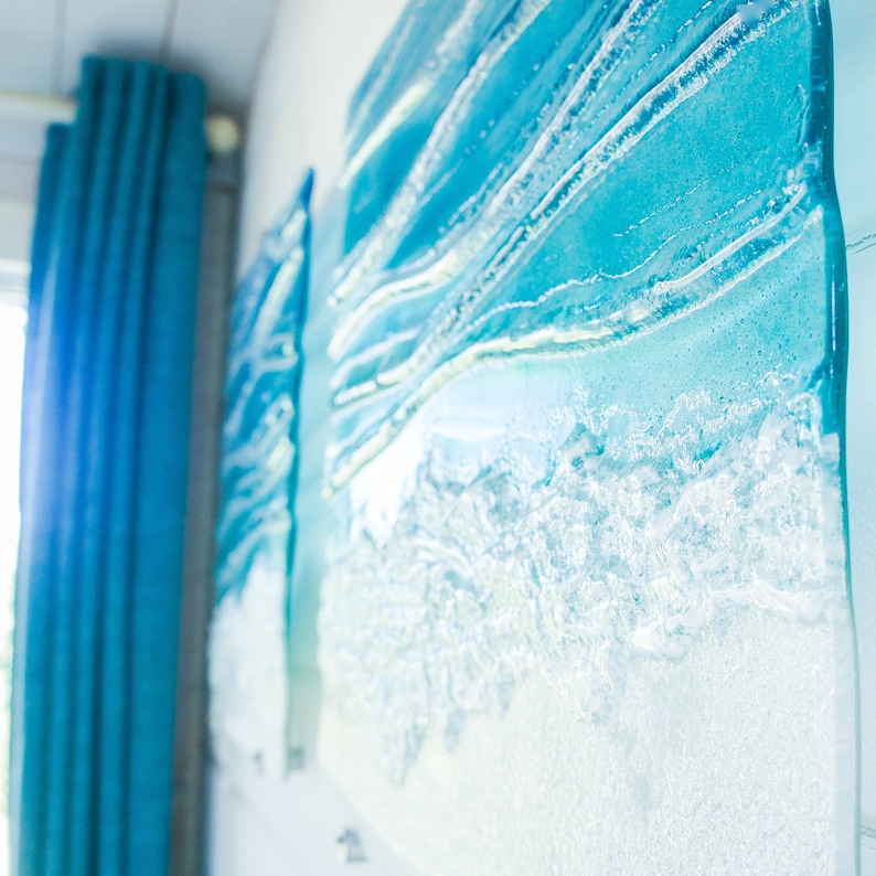 triptych wall art
wall art set
set of 3 prints
extra large wall art
3 piece wall art
teal fused glass
sea glass art
teal wall decor
textured wall art
x large wall hanging
wall panel sculpture
turquoise aqua art
3d abstract art