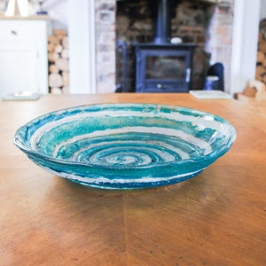 glass fruit bowl, turquoise glass bowl	blue glass bowl,	fused glass bowl,	art glass bowl,	handmade bowl,	table centerpiece	decorative bowl,	art bowl,	handmade glass plate,	glass plate,	coffee table decor,	key bowl
