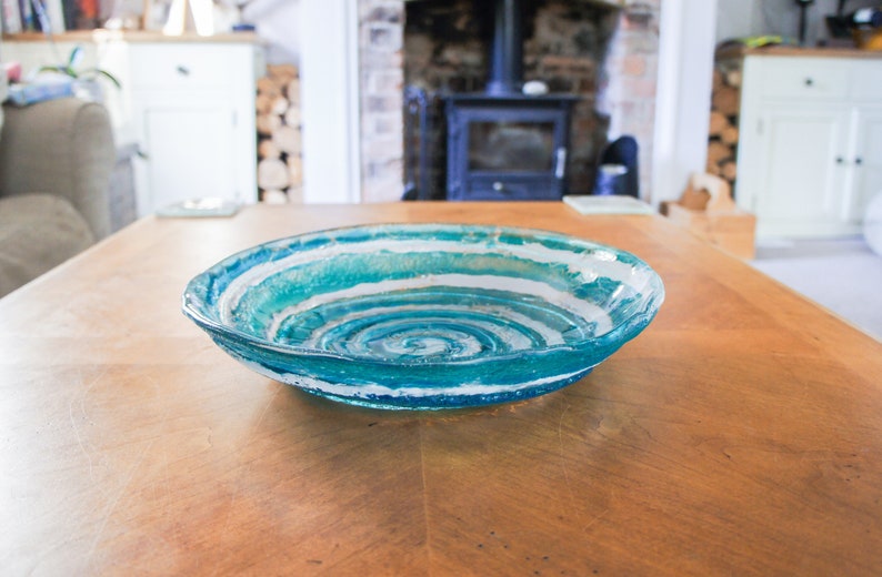 glass fruit bowl, turquoise glass bowl	blue glass bowl,	fused glass bowl,	art glass bowl,	handmade bowl,	table centerpiece	decorative bowl,	art bowl,	handmade glass plate,	glass plate,	coffee table decor,	key bowl
