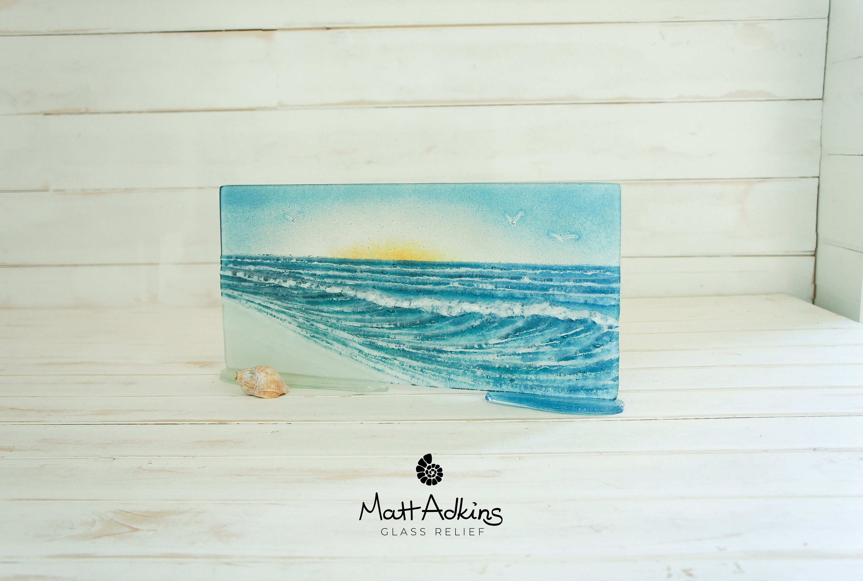 Wave Glass Art Sun 40x20cm(16x8