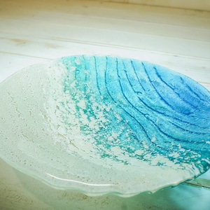 paradise beach fused glass decorative bowl 20cm / 8"