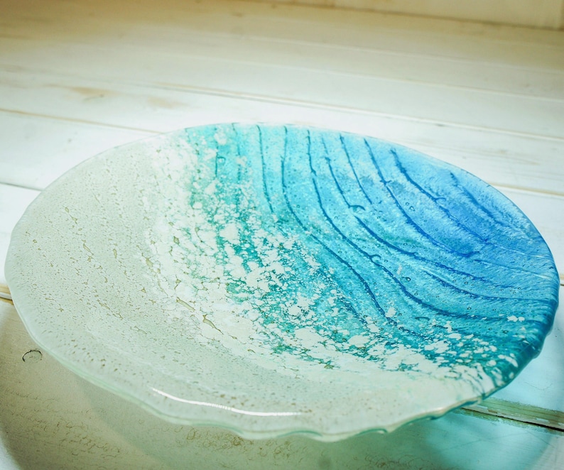 paradise beach fused glass decorative bowl 20cm / 8"