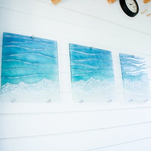 triptych wall art
wall art set
set of 3 prints
extra large wall art
3 piece wall art
teal fused glass
sea glass art
teal wall decor
textured wall art
x large wall hanging
wall panel sculpture
turquoise aqua art
3d abstract art