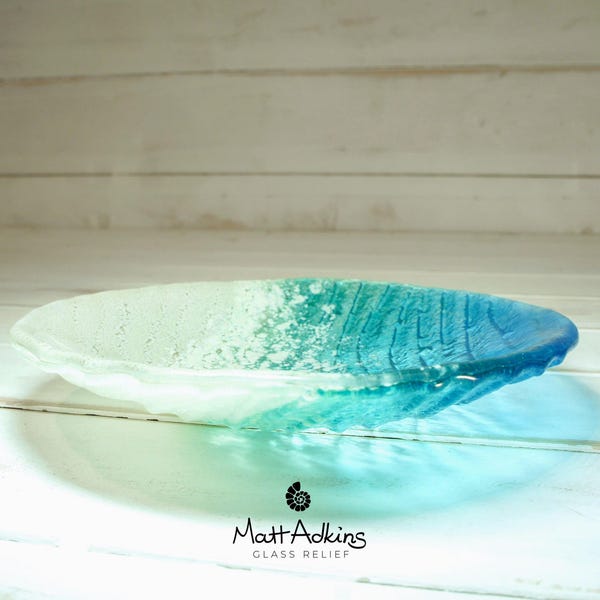 Paradise Fused Glass Key Bowl - handmade turquoise beach sea glass bowl - 20cm(8") in gift box