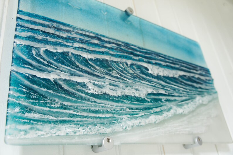 Large Wave Wall Art 44cmx26cm17x10 Turquoise Blue Etsy