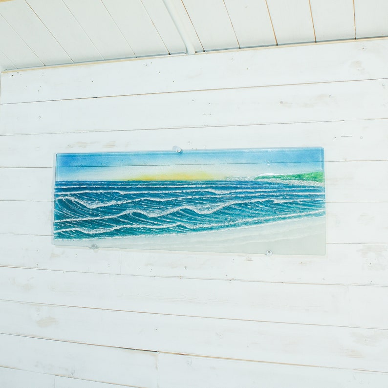Extra Large Art
Panoramic Wall Art
Blue Teal Sunset
Wave Wall Art
3D art
sea glass art
textured art
wall sculpture
glass wall panel
landscape wall art
modern 3d art
living room decor
turquoise sailing