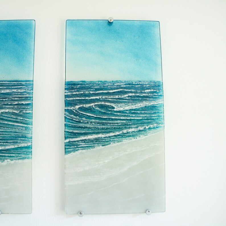 extra large wall art
teal fused glass
triptych wall art
textured wall art
gallery wall
3 piece wall art
set of 3 prints
wall art set
living room decor
sculpture sea glass
wall hanging
glass wall panels
blue wall sculpture