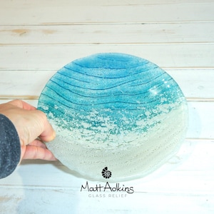 paradise beach fused glass decorative bowl 20cm / 8"