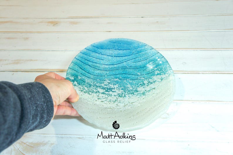 paradise beach fused glass decorative bowl 20cm / 8"