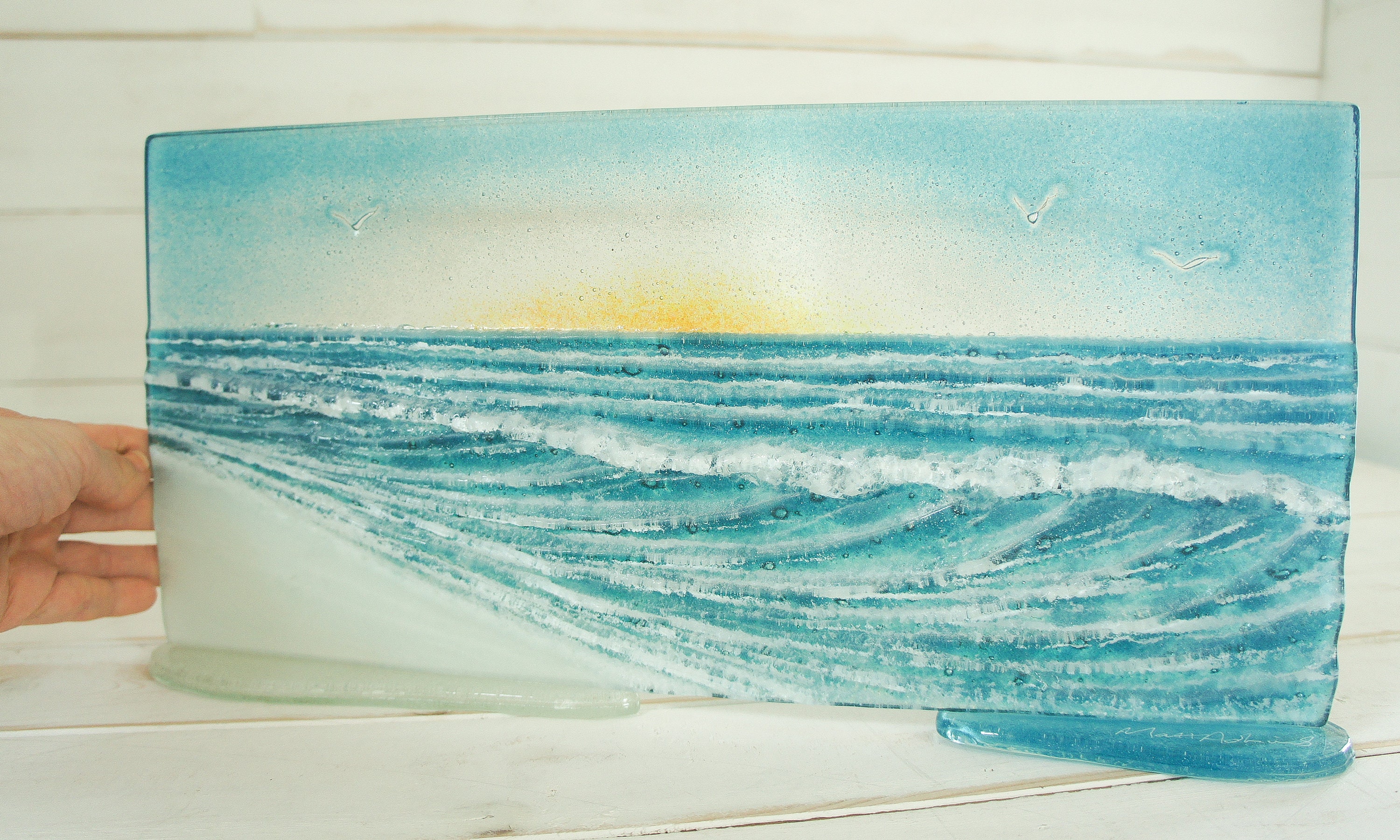 Wave Glass Art Sun 40x20cm(16x8