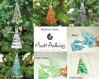 1 Medium glass trees-choose 1 out of 8 colours Christmas Decoration-12cm / 3 3/4" high-glass Christmas tree decorations