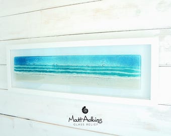 Panoramic Beach Wall Art  - handmade fused glass art by Matt Adkins - 60x20cm(23 1/2x8")