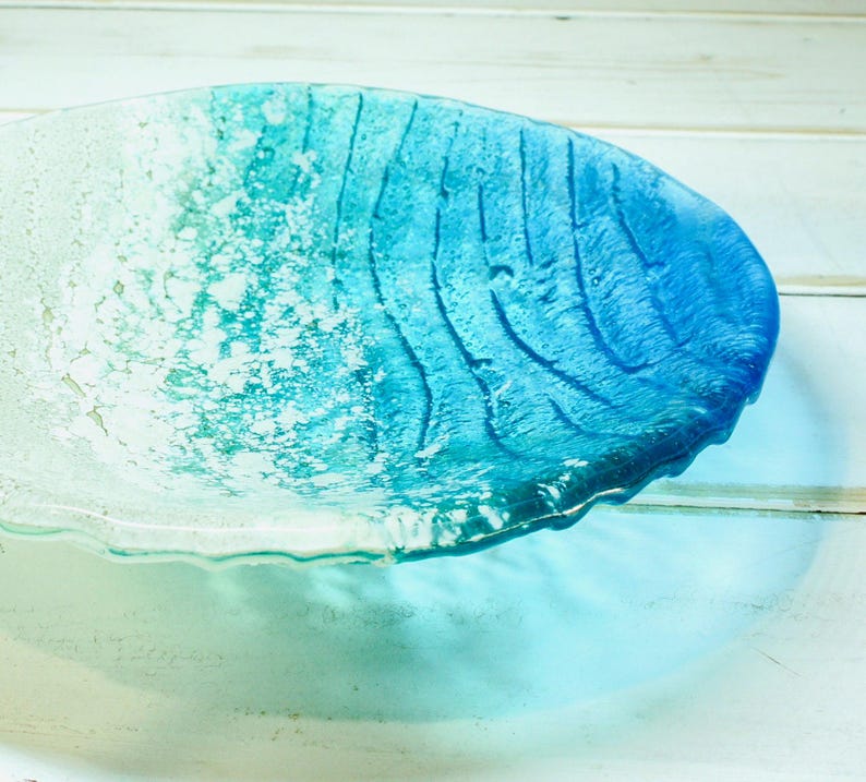 paradise beach fused glass decorative bowl 20cm / 8"