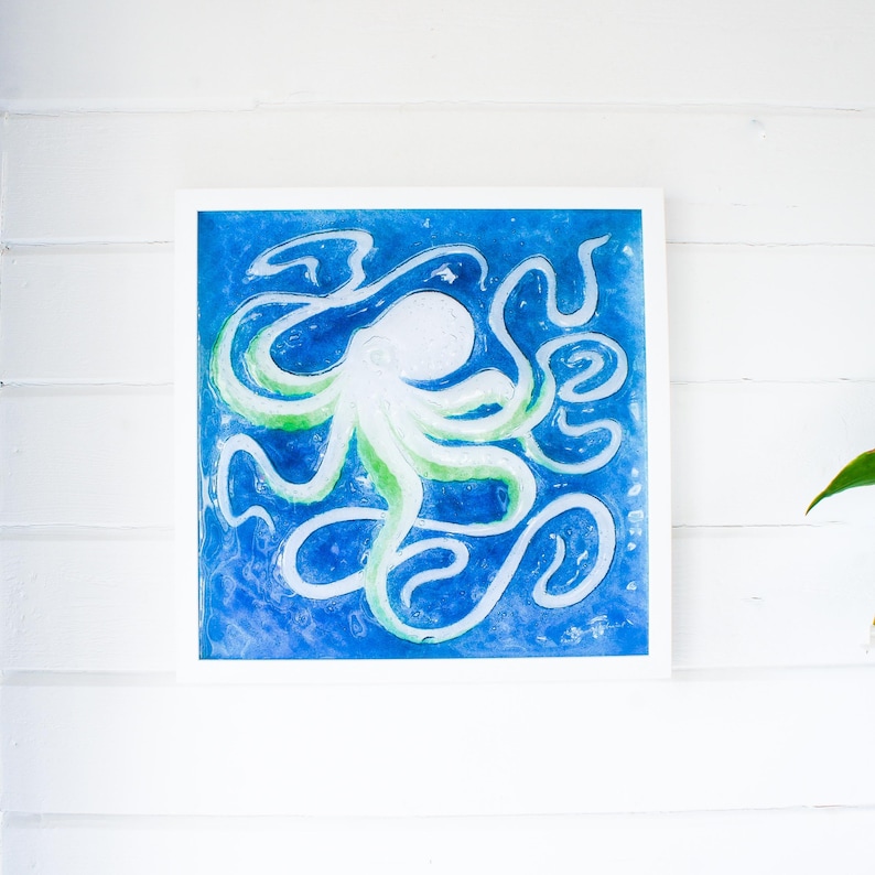 framed fused glass
fused glass wall art
Octopus Glass Art
extra lage wall art
glass wall decor
office wall art
framed picture
bathroom decor
wall hanging
art prints
new home gift
sea glass art
blue wall art
bathroom pictures