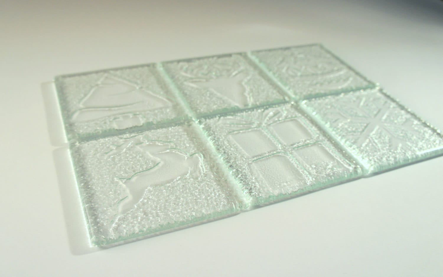 Clear Christmas Glass Coastersfree UK Shippingset of 4 Glass Etsy UK