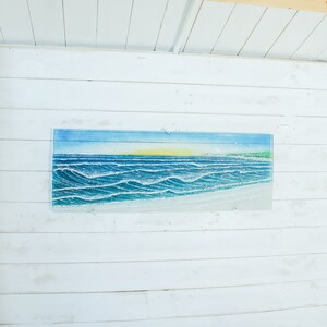 Extra Large Art
Panoramic Wall Art
Blue Teal Sunset
Wave Wall Art
3D art
sea glass art
textured art
wall sculpture
glass wall panel
landscape wall art
modern 3d art
living room decor
turquoise sailing