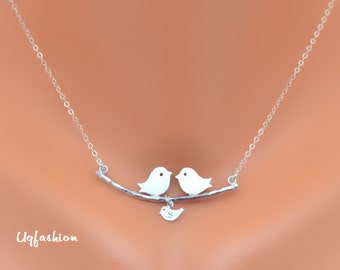 liefdevolle vogel ketting, moeders ketting, gepersonaliseerd, monogram ketting, familie fecklace, moeders sieraden, naam ketting, cadeau voor haar