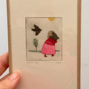 ingelijste gravure &quot;De gewonde vogel&quot;