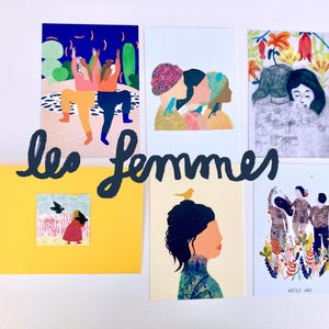 5 cartes illustrées série "Les femmes"