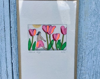 gravure encadrée «  les  tulipes »