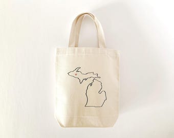Michigan Outline Tote Bag: Custom Michigan Totes
