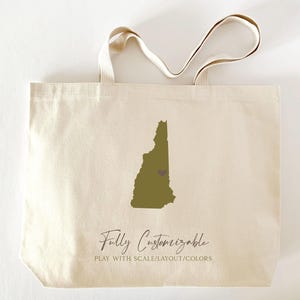 Custom New Hampshire Tote Bag: NH Gift, Hotel Welcome Bag, USA Made
