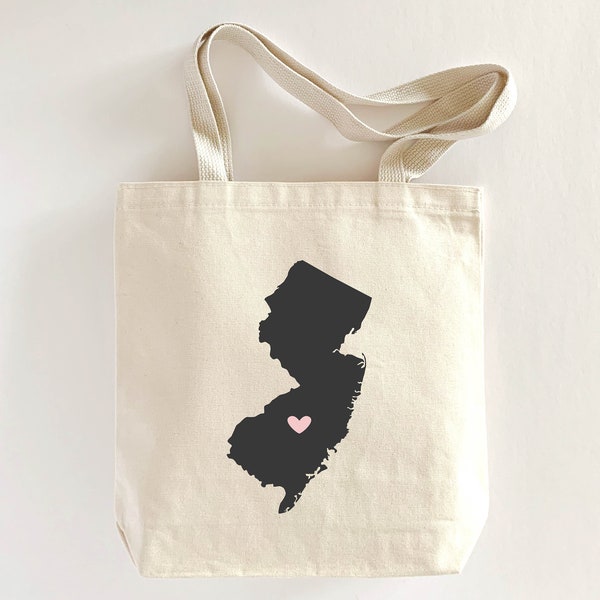 New Jersey Wedding Welcome Canvas Bags, New Jersey Wedding Gift Bags, NJ Bulk Tote Bags, New Jersey Hotel Totes, Out of Town Guest Totes