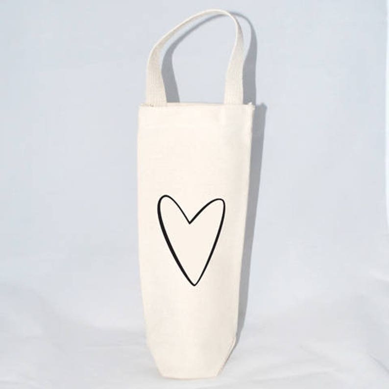 Set Of 6 Heart Outline Single Bottle Wine Bags Beach Wedding Etsy