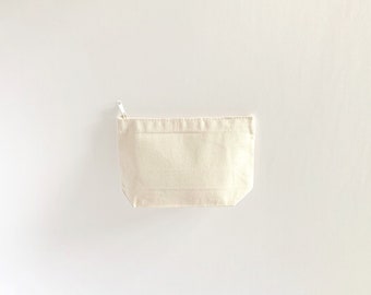 Zip Pouch Blank, Bulk Zip Pouches, Bridesmaid Cosmetic Bag, DIY Wedding Welcome Bags, USA Made Pouch, Blank Cotton Canvas Zipper Pouch