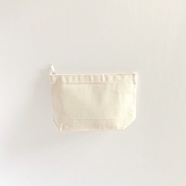 Zip Pouch Blank, Bulk Zip Pouches, Bridesmaid Cosmetic Bag, DIY Wedding Welcome Bags, USA Made Pouch, Blank Cotton Canvas Zipper Pouch