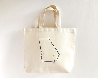 Georgia Outline Tote Bag: Personalized Georgia Wedding Welcome Totes