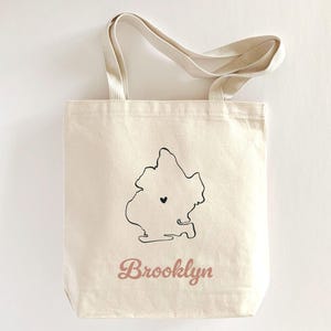 Brooklyn Outline Tote Bag: Custom Screen Printed Cotton Canvas