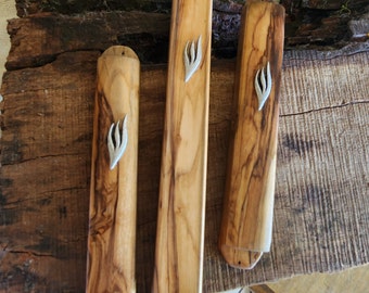 Olive Wood Mezuzah Case,Vintage, Hand made from Israel ,